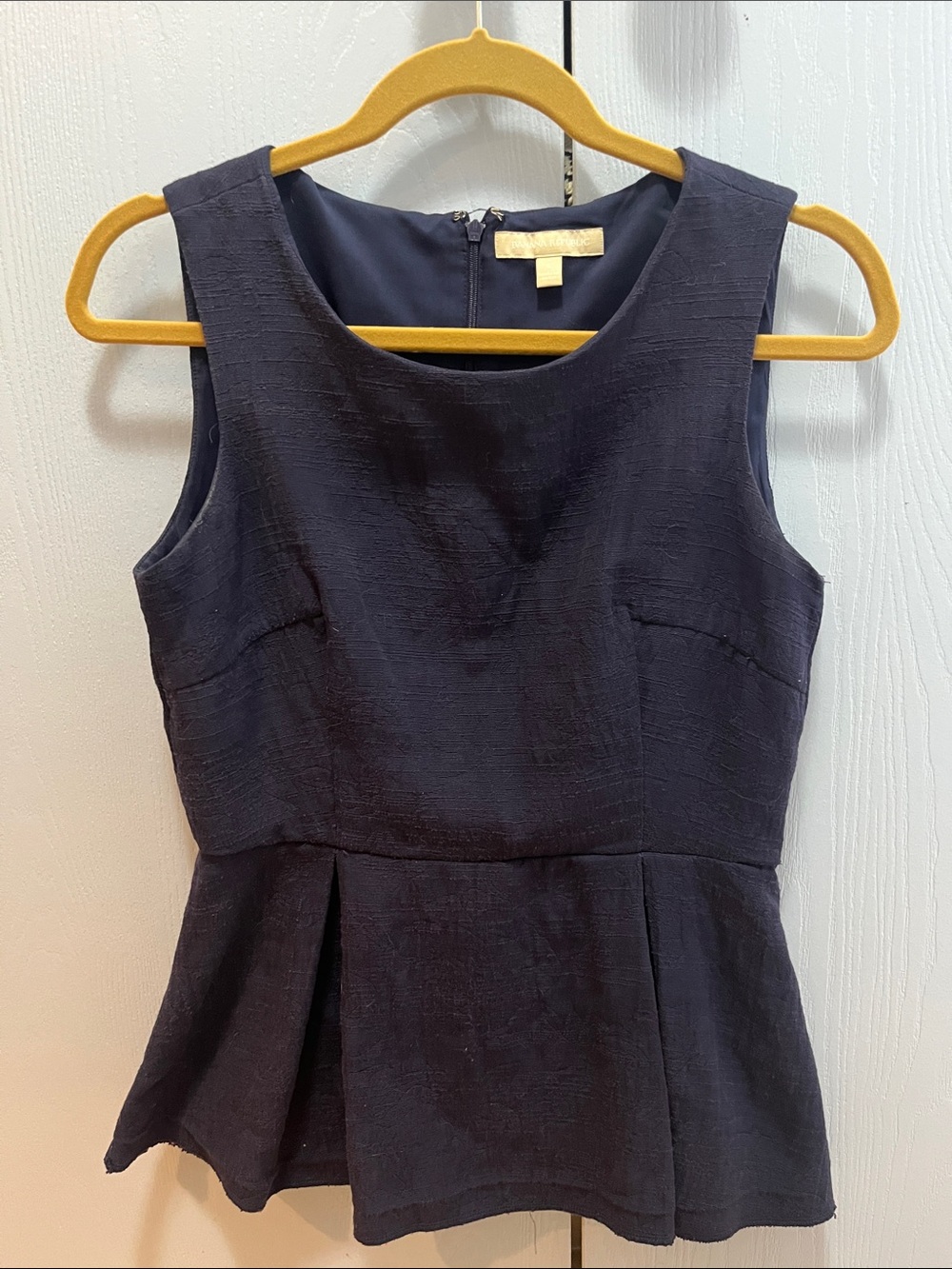 Banana Republic Cotton-Blend Sleeveless Navy Peplum Camisole